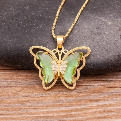 Austrian Crystal Butterfly Pendant