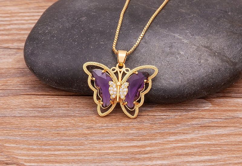 Austrian Crystal Butterfly Pendant