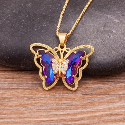 Austrian Crystal Butterfly Pendant