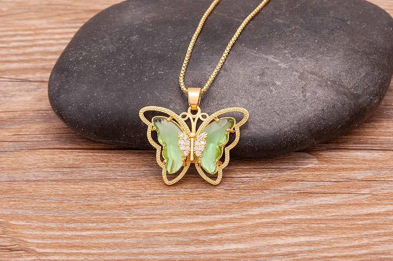 Austrian Crystal Butterfly Pendant