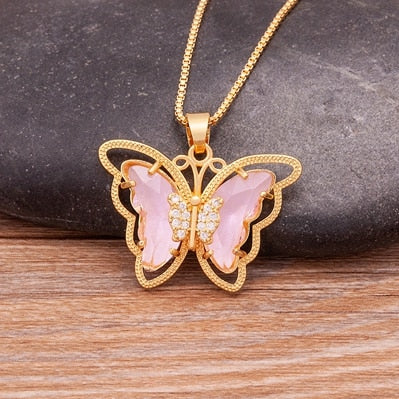 Austrian Crystal Butterfly Pendant