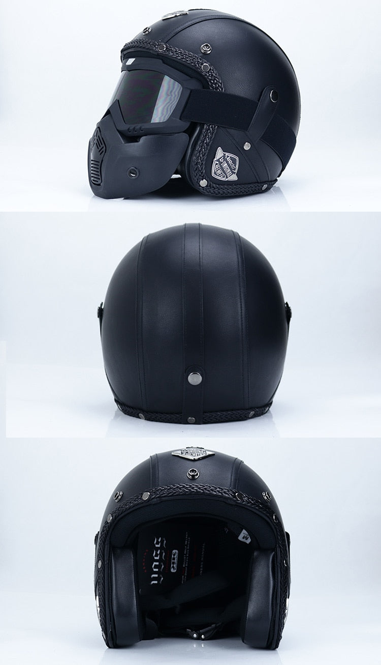 Capacete Retro Vintage Original de Couro 2024