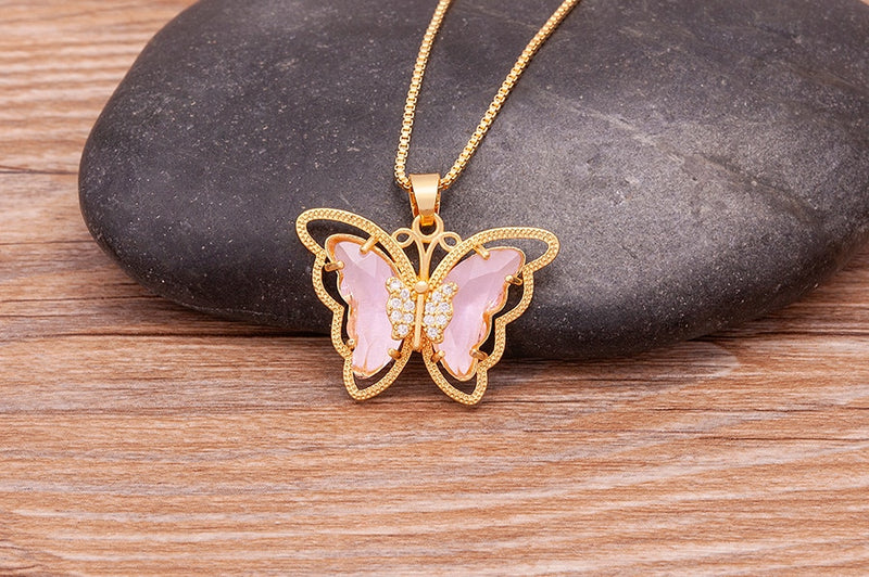 Austrian Crystal Butterfly Pendant