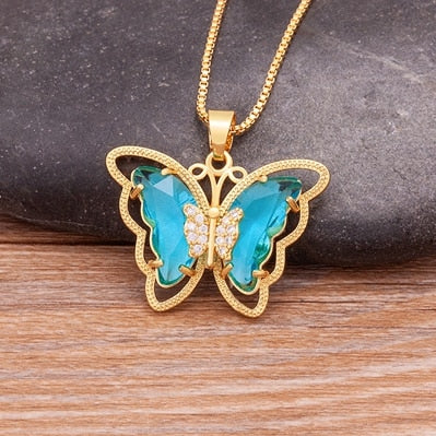 Austrian Crystal Butterfly Pendant