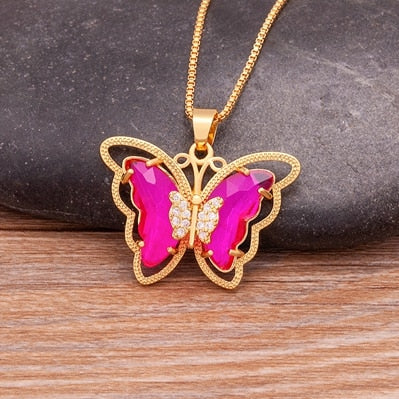 Austrian Crystal Butterfly Pendant