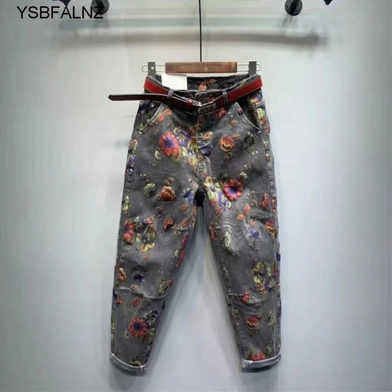 CALÇA YSBFALNZ FLORAL CÓS ALTO FEMININA ORIGINAL