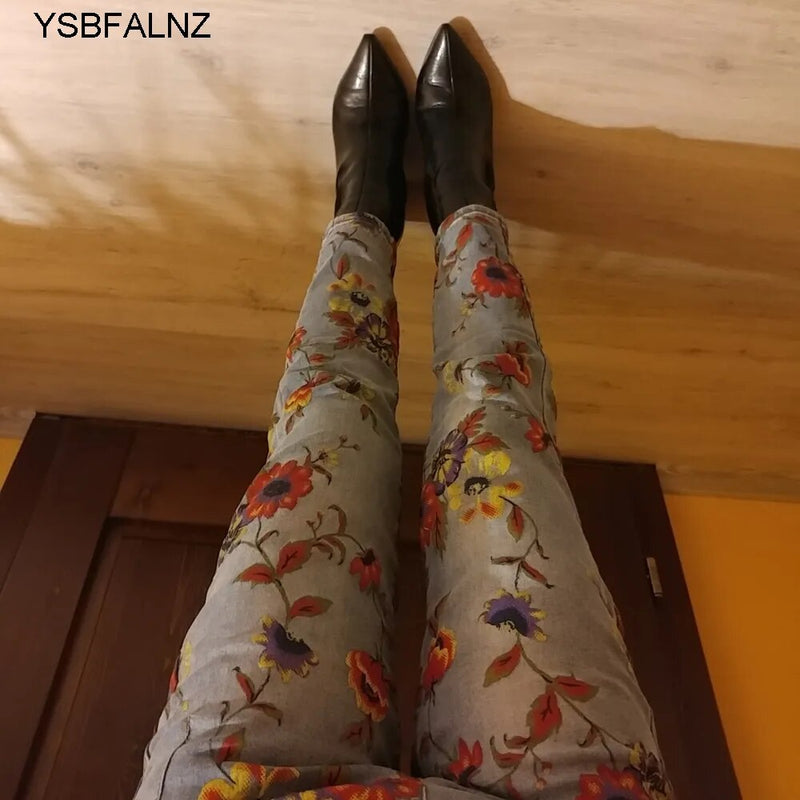 CALÇA YSBFALNZ FLORAL CÓS ALTO FEMININA ORIGINAL