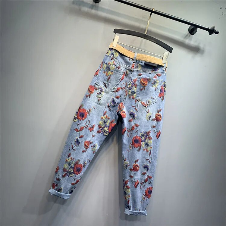 CALÇA YSBFALNZ FLORAL CÓS ALTO FEMININA ORIGINAL