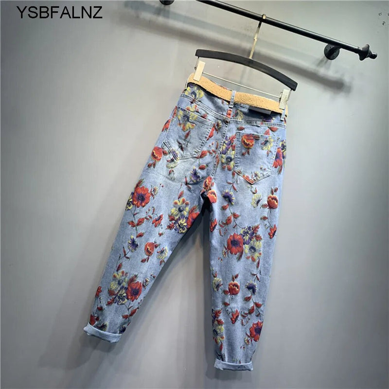 CALÇA YSBFALNZ FLORAL CÓS ALTO FEMININA ORIGINAL