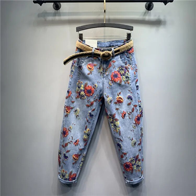 CALÇA YSBFALNZ FLORAL CÓS ALTO FEMININA ORIGINAL