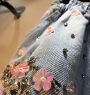 SHORT JEANS FLORAL FEMININO CÓS ALTO - VERÃO 2024