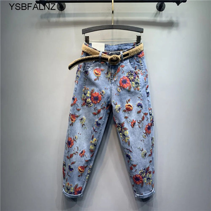 CALÇA YSBFALNZ FLORAL CÓS ALTO FEMININA ORIGINAL